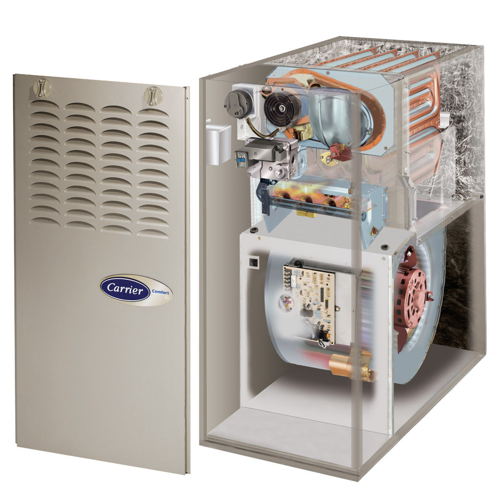 Comfort(TM) 80 Gas Furnace cutaway view showing insulated cabinet